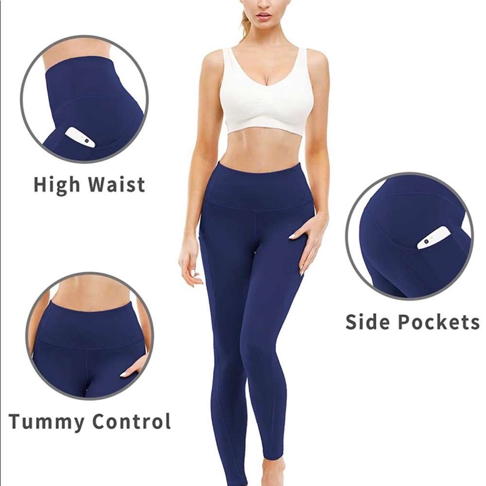 TUNGLUNG YOGA PANTS. NAVY. SIZE LARGE.